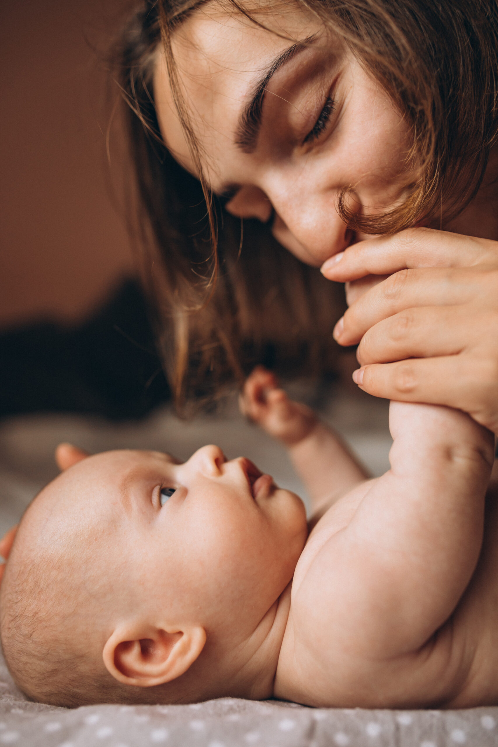 cute little newborn baby boy with mom